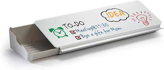 Audio-Visual Direct White Glass Dry Erase - Desktop Organizer & Storage Notepad, Whiteboard