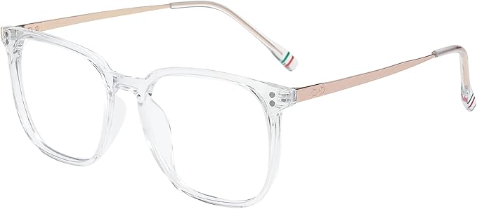GUDVUE Oversized Blue Light Glasses, Computer Reading/Gaming/Phones Glasses, Anti Glare/UV400/Eye Strain, Large Square Frame