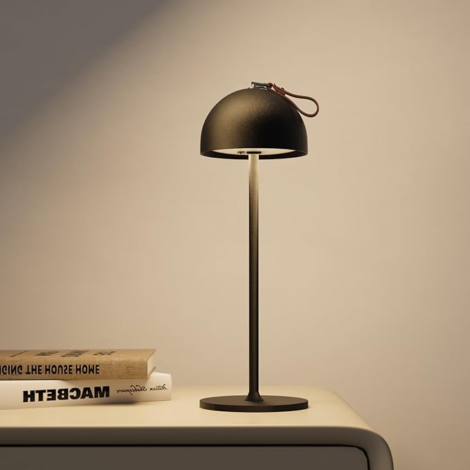 Rechargeable Table Lamp,8-75 Hours Battery Operated Lamp,2-Pack Black Cordless Lamp,Waterproof,Magnetic,Stepless Dimming,Adjustable Height,for Outdoor,Nightstand,Restaurant,Dinner,Camping