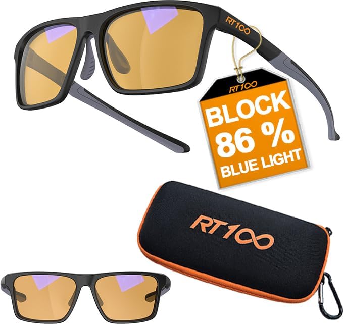 HD Premium Gaming and Computer Screen Yellow Tint Glasses Blue Light Blocking 86% Reduce Glare Anti Eyestrain
