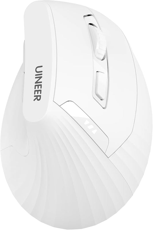 Ergonomic Mouse,Wireless Mouse,Bluetooth Vertical Mouse with BT5.0/4.0/2.4G, Rechargeable with Battery Indicator,Ergonomic Design for Comfort and Reduced Wrist Strain for Home,Office Use(White)