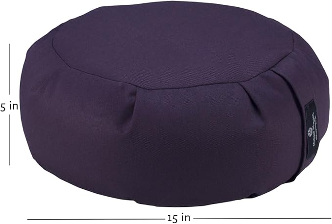 Hugger Mugger Zafu Meditation Cushion - Support in Cross-Legged Sitting, Buckwheat Filled, Durable Fabric, Convenient Handle, Handmade in USA