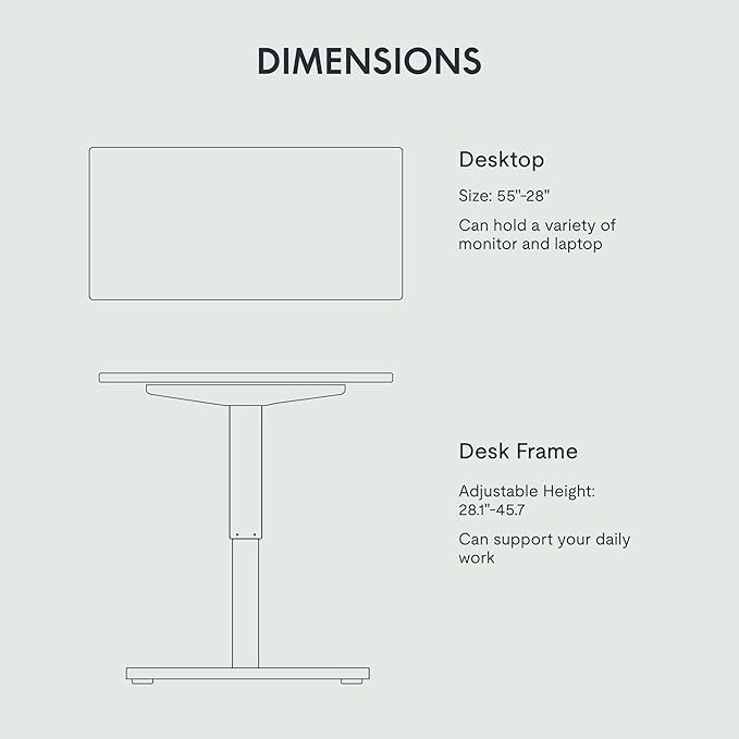 FLEXISPOT EN1 One-Piece Standing Desk, 55 x 28 Inches Electric Height Adjustable Desk for Home Office (White Frame + Mahogany Desktop, 2 Packages)