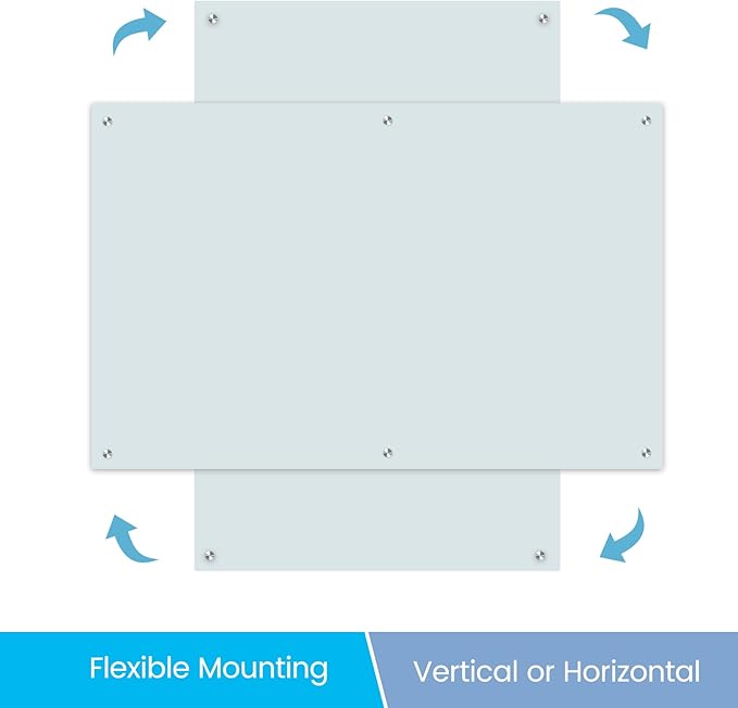 Glass Magnetic Dry-Erase Board -72"x48"Frameless Wall Mounted Glass Whiteboard for Wall, Large Frameless Magnetic White Board for Office, Home & School