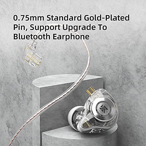 KZ EDX PRO in-Ear Headphone IEMs Stereo Bass Earbuds Wired 3.5mm Plug & 2pin Detachable Cable, Noise Isolating in-Ear Earphones with Microphone for Musician, Singer, Guitarist, Church (White with Mic)