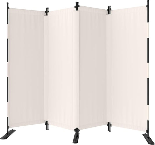 Room Divider, 4 Panel Upgraded Folding Privacy Screen, 88” Highly Secretive Separation with 3 Metal Feet, Partition Screen, Lightweight Freestanding Wall Divider Bedroom (White)