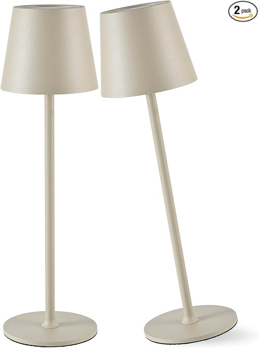 2 Pack Cordless Table Lamp,Portable LED Desk Lamp, 6000mAh Battery Operated, 3 Color Stepless Dimming Up, for Restaurant/Bedroom/Bars/Outdoor Party/Camping/Coffee Shop Night Light