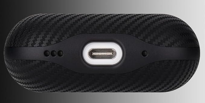 LOPIE Leather Case for AirPods Pro 2nd Generation - Handmade AirPods Pro 2 Case Cover - Made of Real Leather - Protective Hard Shell Cover - Carbon Fiber Style - Wireless Charging Compatible - Black