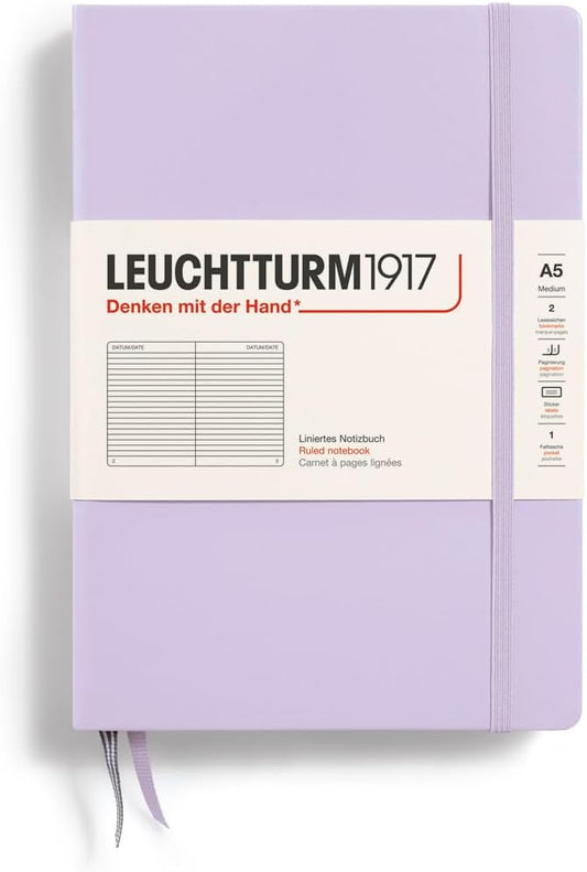 LEUCHTTURM1917 - Notebook Hardcover Medium A5-251 Numbered Pages for Writing and Journaling (Lilac, Ruled)