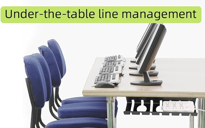 Metal Cable Management Under Desk 2 Pack for Office and Home, Cable Hider, Cord Organizer,Screw Installation Cord Organizer for Desk, with Various Accessories (Black 2 Pack)