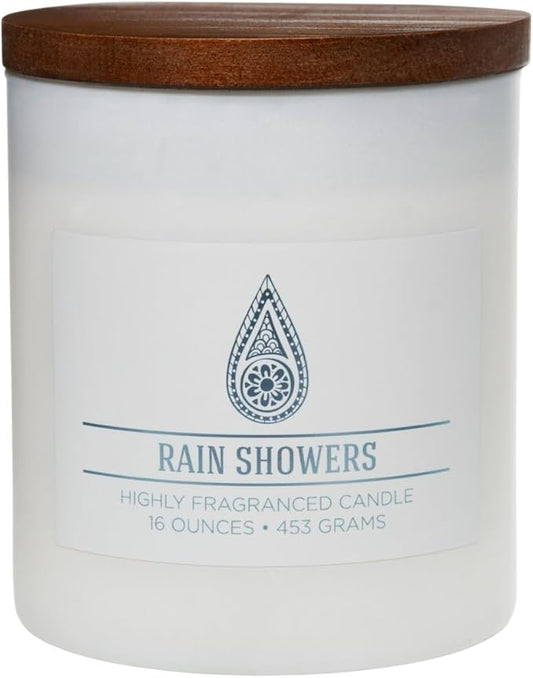 Carolina Rain Showers Scented Candle, 16 oz Wellness Relaxing Aromatherapy Candle, 2 Wick White Jar Soy Blend Wax, Candles for Home, 60H Burn - Made in The USA