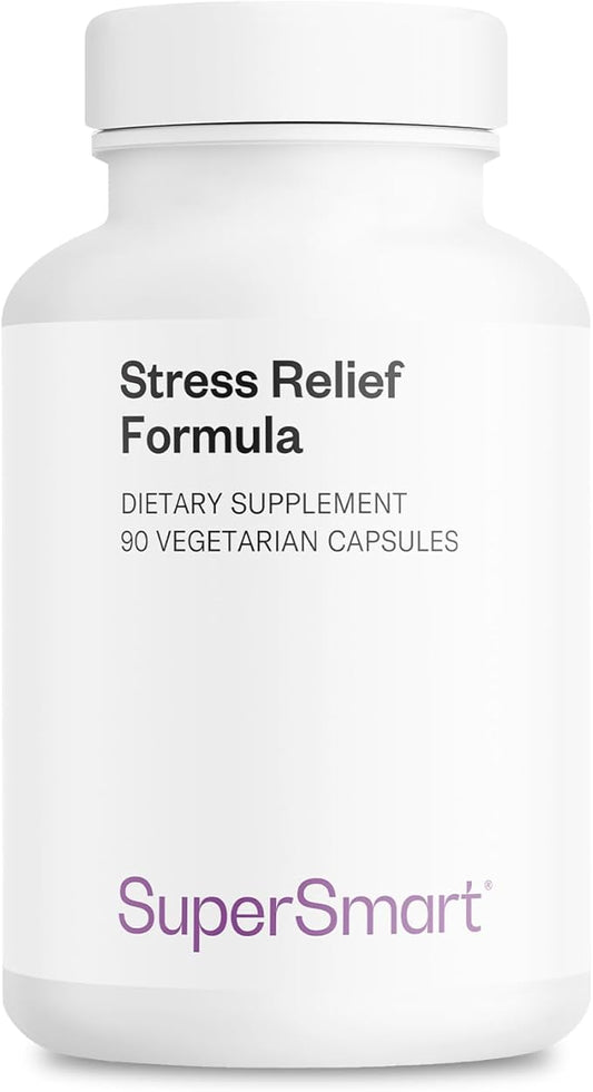 Supersmart - Stress Relief Formula (All-in-1) - 100% Natural Supplement - with Passion Flower, Polygala Tenuifolia | Non-GMO & Gluten Free - 90 Vegetarian Capsules