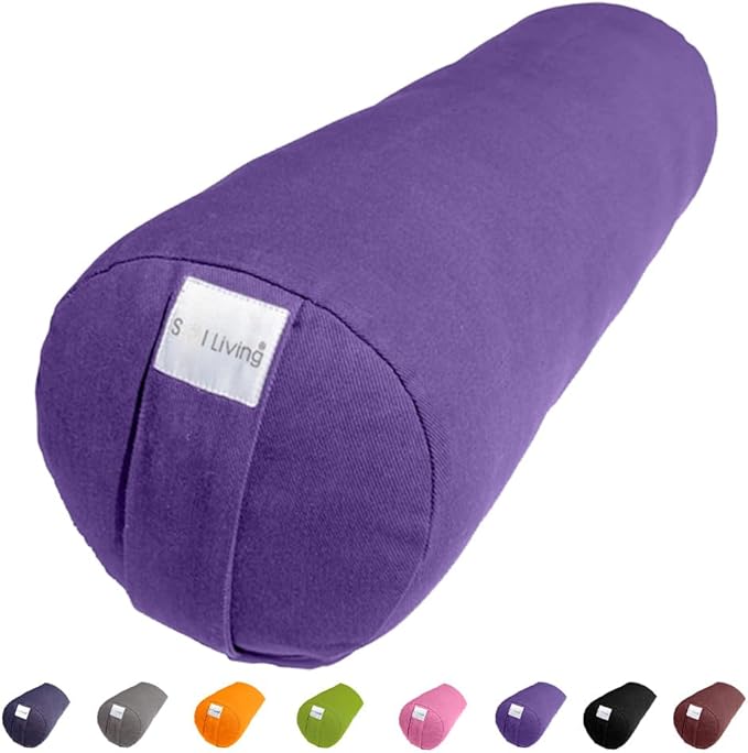 Sol Living Yoga Bolster Pillow for Restorative Meditation - 100% Cotton Cylindrical Cushion with Washable Cover for Balance Support in Asana Poses