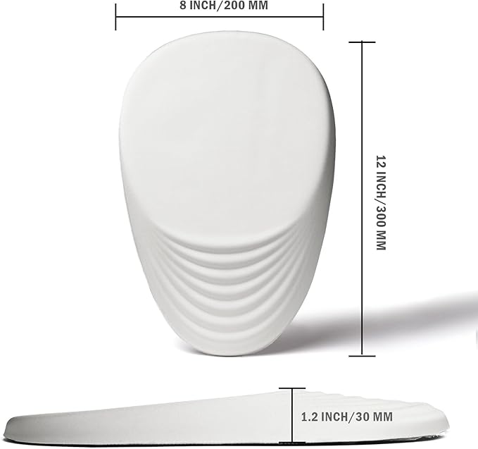 Ergonomic Mouse Pad Wrist Support, White Mouse Pad with Wrist Rest, Entire Memory Foam & Non-Slip PU Base MousePads with Massage Design for Pain Relief, Desk, Office, 12" x 8" x 1.2" Inch