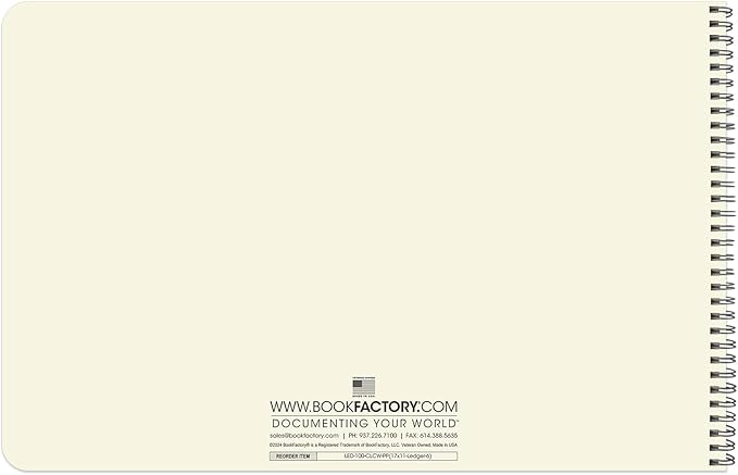 BookFactory Accounting Ledger Notebook/Large 6 Column Accounting Ledger Columnar (Six Columns) Log Book - 17'' x 11'', 100 Pages, Wire-O Landscape Format (LED-100-CLCW-PP(17x11-Ledger-6)-AX)