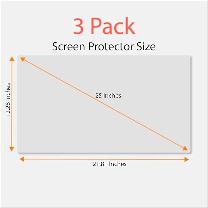Anti-Glare and Anti Finger Print Screen Protector (3 Pack) for 25 Inches Widescreen Desktop Monitor