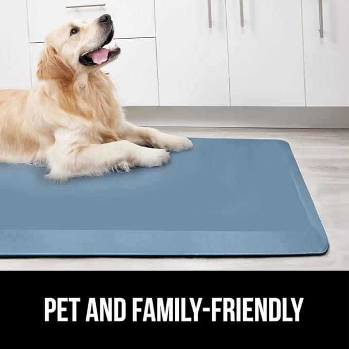 GORILLA GRIP Comfortable Cushioned Kitchen Mats for Floor, Waterproof and Stain Resistant Soft Top, 3/4 Inch Thick Ergonomic Standing Desk Anti Fatigue Mat, Foam Supports Feet, 17x24, Sky Blue