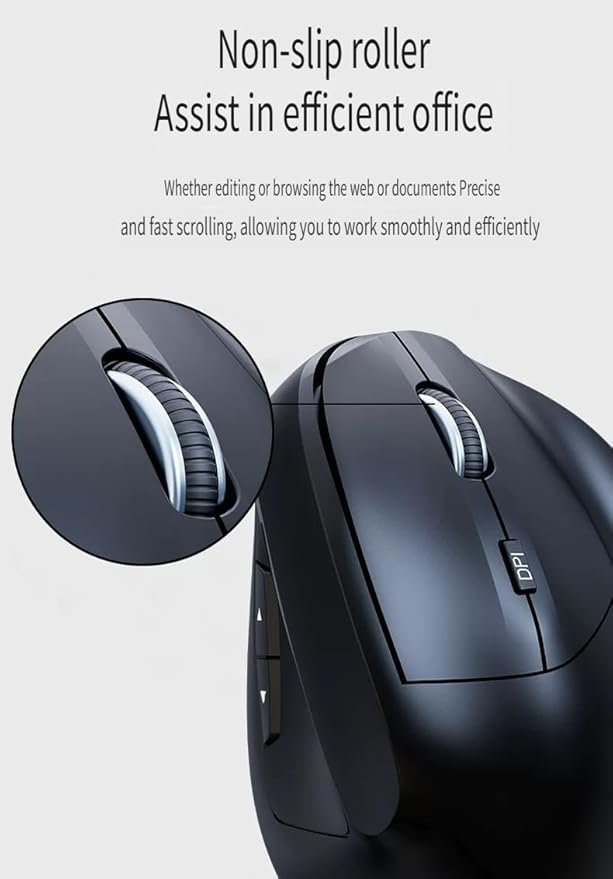 Ergonomic Vertical Mouse Wireless, Rechargeable Ergo Mouse for Carpal Tunnel Relief, 3200DPI Adjustable, 6 Buttons for PC/Laptop/Mac/Windows (Black)
