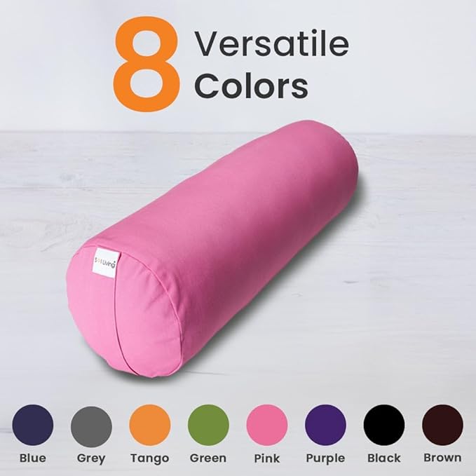 Sol Living Yoga Bolster Pillow for Restorative Meditation - 100% Cotton Cylindrical Cushion with Washable Cover for Balance Support in Asana Poses