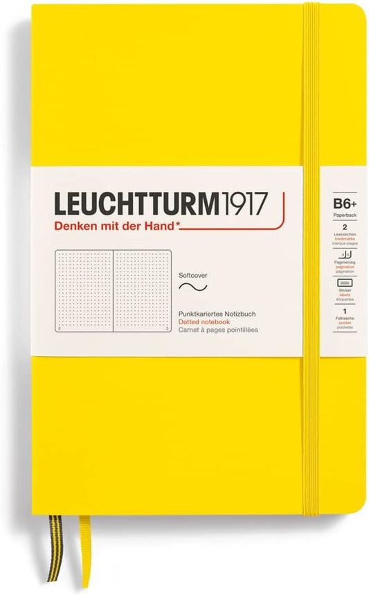 LEUCHTTURM1917 - Notebook Softcover Paperback B6+ - 123 Numbered Pages for Writing and Journaling (Dotted, Lemon)