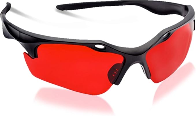 SafetyBlue™ Sleep Savior Sport Red Lens Night Glasses - Light Blocking Glasses for Better Sleep - Eliminate Eye Strain