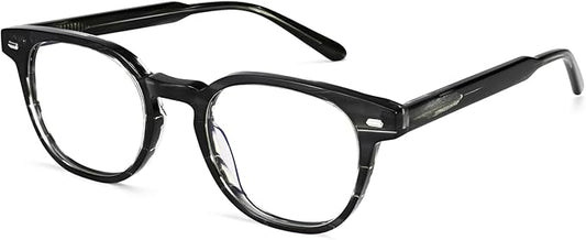 Dollger Blue Light Blocking Glasses For Woman Men Thick Square Frame Round Non-Prescription, For Computer,Work, TV,Gaming