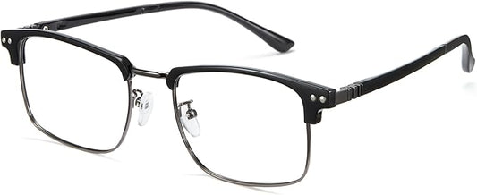 Cyxus Men Blue Light Blocking Glasses Half Rimless Computer Gaming Glasses Square Fashion Glasses 8133