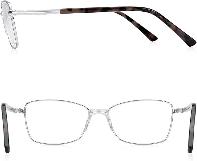 RB. Pilot Reading Glasses Spring Hinge Readers for Women Blue Light Blocking Computer Metal Frame Acetate Legs