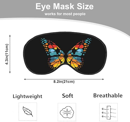 Red Blue Yellow Butterfly Silk Eye Mask Sleep Mask Exquisite Mysterious Butterfly Black Eye Mask with Adjustable Strap Lightweight for Women Work Travel Night Sleep