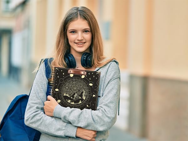 Ospelelf Clipboard with Storage 8.5 X 11，Padfolio Organizer, Spiral Portfolio Letter Size with Notepad, Pen Holder, 5 Extra Folder Divider Pages, Elastic Closure Nurse Office Essentials (Moon)