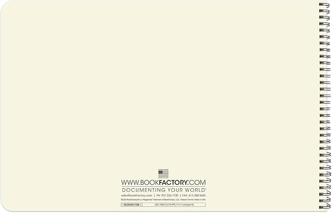 BookFactory Accounting Ledger Notebook/Large 8 Column Accounting Ledger Columnar (Eight Columns) Log Book - 17'' x 11'', 100 Pages, Wire-O Landscape Format (LED-100-CLCW-PP(17x11-Ledger-8)-AX)