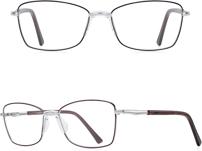 RB. Pilot Reading Glasses Spring Hinge Readers for Women Blue Light Blocking Computer Metal Frame Acetate Legs