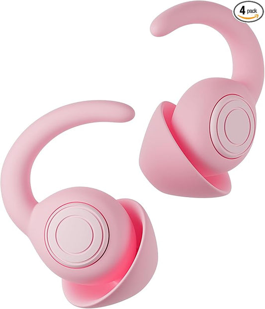 Ear Plugs for Sleeping - Noise Reduction Soft Silicone Earplugs, 2 Pairs Reusable Hearing Protection Earplugs for Noise Sensitivity, Sleep,Travel,Sound Reduction Noise Cancelling - Light Pink