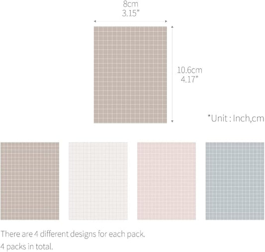 Monolike Memopad Smoothie Ver.2 design SET - 4 Packs, 4 Different Designs, 100 Sheets Per Pad, Total 400 Sheets, Note pads, Writing pads