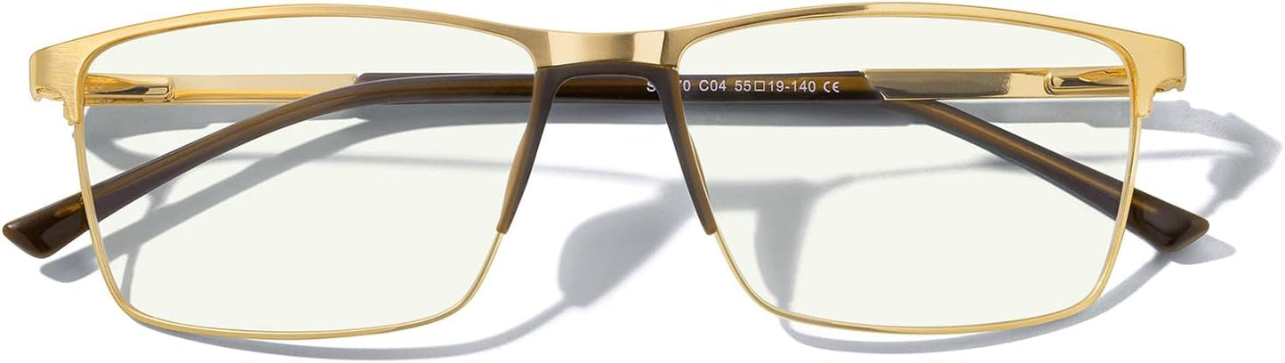 MERRY'S Fashion Blue Light Blocking Glasses - Reading Glasses Metal Frame Spring Hinge Readers for Men Eyeglasses