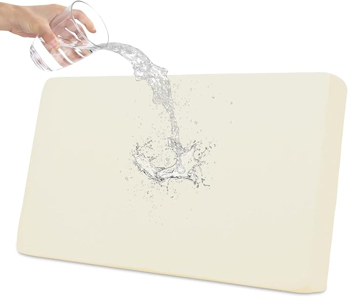 Easy-Going 100% Waterproof Loveseat Sofa Seat Cushion Slipcovers Couch Cushion Cover Stretch Furniture Protector for Kids, Pets (Loveseat Cushion, Ivory)