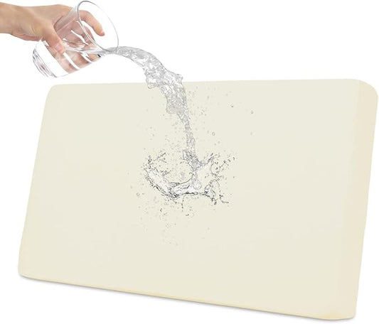 Easy-Going 100% Waterproof Loveseat Sofa Seat Cushion Slipcovers Couch Cushion Cover Stretch Furniture Protector for Kids, Pets (Loveseat Cushion, Ivory)