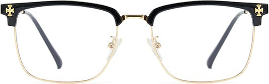 Cyxus Men Blue Light Blocking Glasses Half Rimless Computer Gaming Glasses Square Fashion Glasses 8133