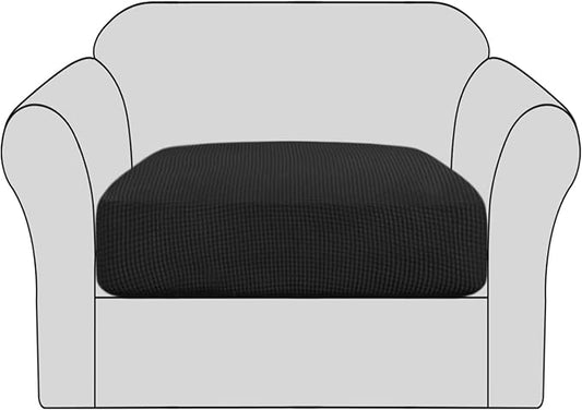 H.VERSAILTEX Stretch Couch Cushion Covers Individual Seat Sofa Chair Slipcovers Cushion Protector Cover Featuring Jacquard Textured Twill Fabric(1 Cushion Chair Cover, Black)