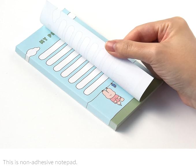 Monolike Memopad Happy and Lucky Littles Series.1 4P SET - 4 Packs, 4 Different Designs, 80 Sheets Per Pad, Total 320 Sheets, Note pads, Writing pads, 80x148mm