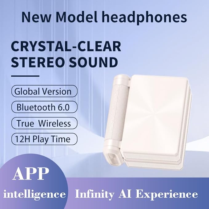 AI6.0 Bluetooth Headphones with Magnetic Protection Case, 156 Languages Support, Translation Earplugs for Wireless Headphones, Suitable for Travel, Business, Meetings and Study as Hearing Devices