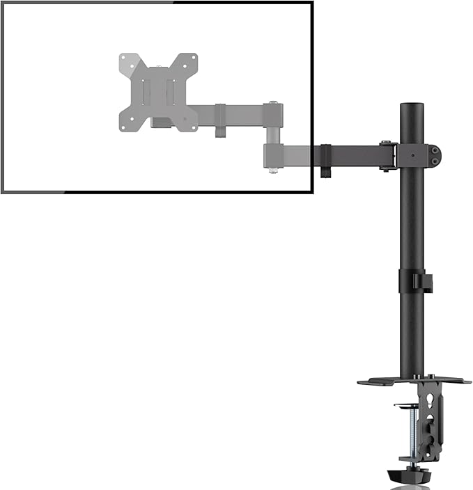 Bracwiser Monitor Mount Single Fully Adjustable Arm Fits One Screen 13-32 inch 22lbs for Monitor Computer Screen 13 15 17 19 20 22 23 24 26 27 30 32 inch VESA 75 100 (MD7421)