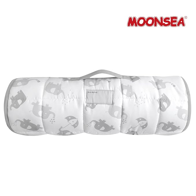 Moonsea Nap Mat for Toddlers Elephant with Pillow Blanket, Lightweight Perfect for Kids Preschool, Daycare, Travel Sleeping Bag Boys Girls, 21" x 50" Fit on a Standard Cot
