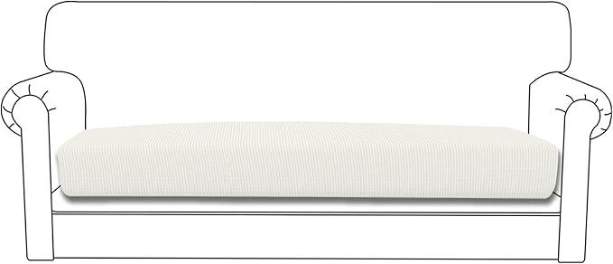 Easy-Going Stretch Cushion Cover Sofa Cushion Furniture Protector Sofa Seat Sofa Slipcover Sofa Cover Soft Flexibility with Elastic Bottom (Oversized Sofa Cushion, Cream)