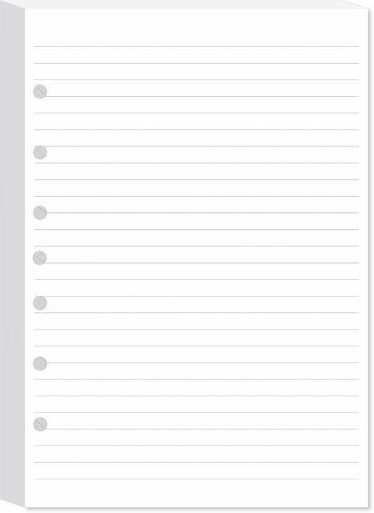 7-Hole Lined Filler Paper Pack of 100 Sheets for Mini Binders, College Ruled, 5-1/2" x 8-1/2", White