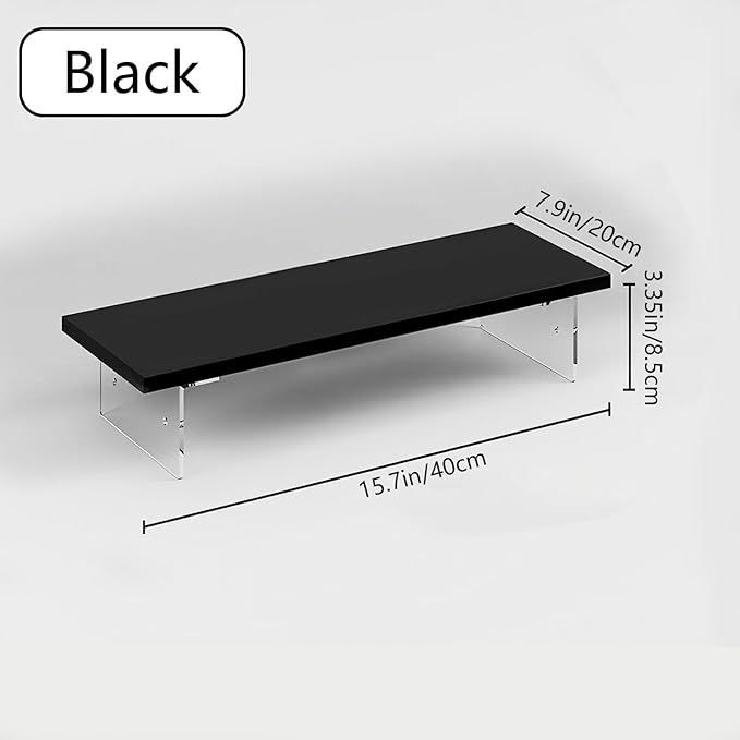 Anti-slip Monitor Stand Riser 2.16/3.34 Inch 2 Height Adjustments Clear Acrylic Stand with Clear Anti-slip Mat, Desk Accessories Screen/PC/Printer/Laptop/Mirror Riser 7.8 x 15.7 Inch (Black)