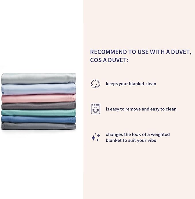 YnM Exclusive Weighted Blanket, Soothing Cotton, Smallest Compartments with Glass Beads, Bed Blanket for One Person of 140lbs, Ideal for Twin/Full Bed (48x72 Inches, 15 Pounds, Light Grey)