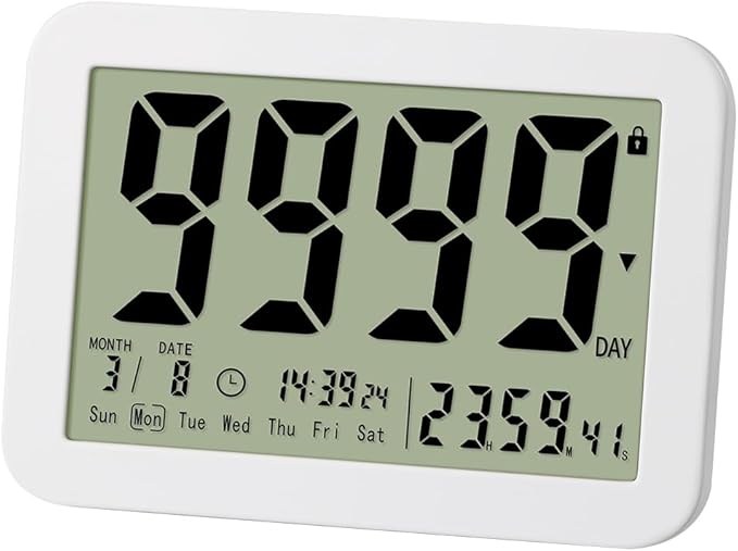 Digital Countdown Days Timer Clock- 9999 Days Count Down Timer with Stand Strong Magnetic Back for Retirement Wedding Vacation Birthday Exam Lab Kitchen Cooking