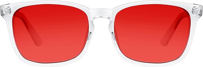 TIJN Sleep Glasses with Blue Green Light Blocking, Red Light Lens for Computer Gaming, Screen Fatigue & UV Protection