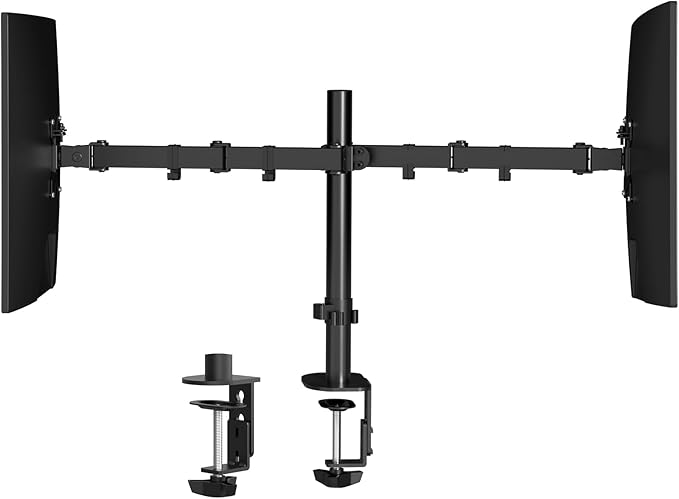 Pholiten Dual Monitor Stand,Heavy Duty Adjustable Monitor Desk Mount for 2 Screens up to 38Inches,Dual Monitor Arm with Height Adjustable Tilt Swive Rotate,Holds up to 22 lbs